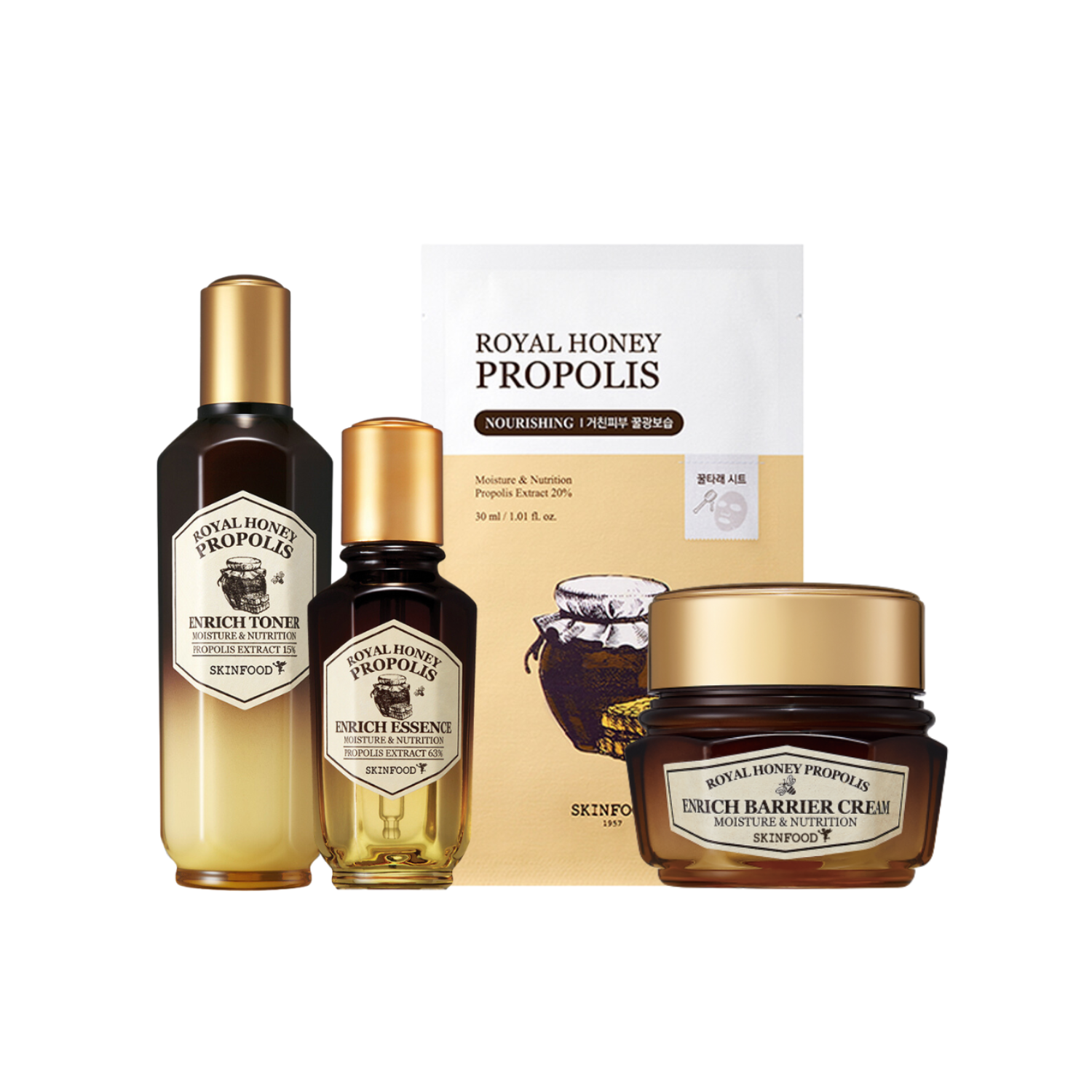 Royal Honey Propolis Set (Barrier Cream+Toner+Essence+Mask)