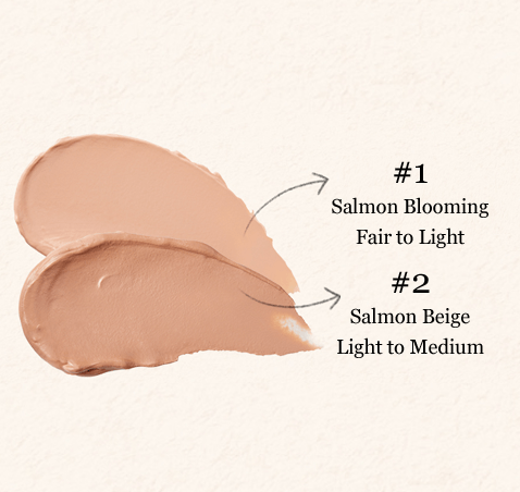 SKINFOOD Salmon Dark Circle Concealer Cream Swatches #1 Salmon Blooming, #2 Salmon Beige