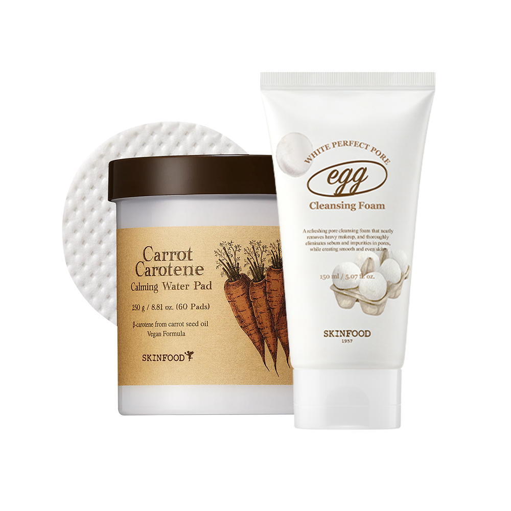 Carrot Carotene Calming Water Pad + Egg White Perfect Pore Cleansing Foam