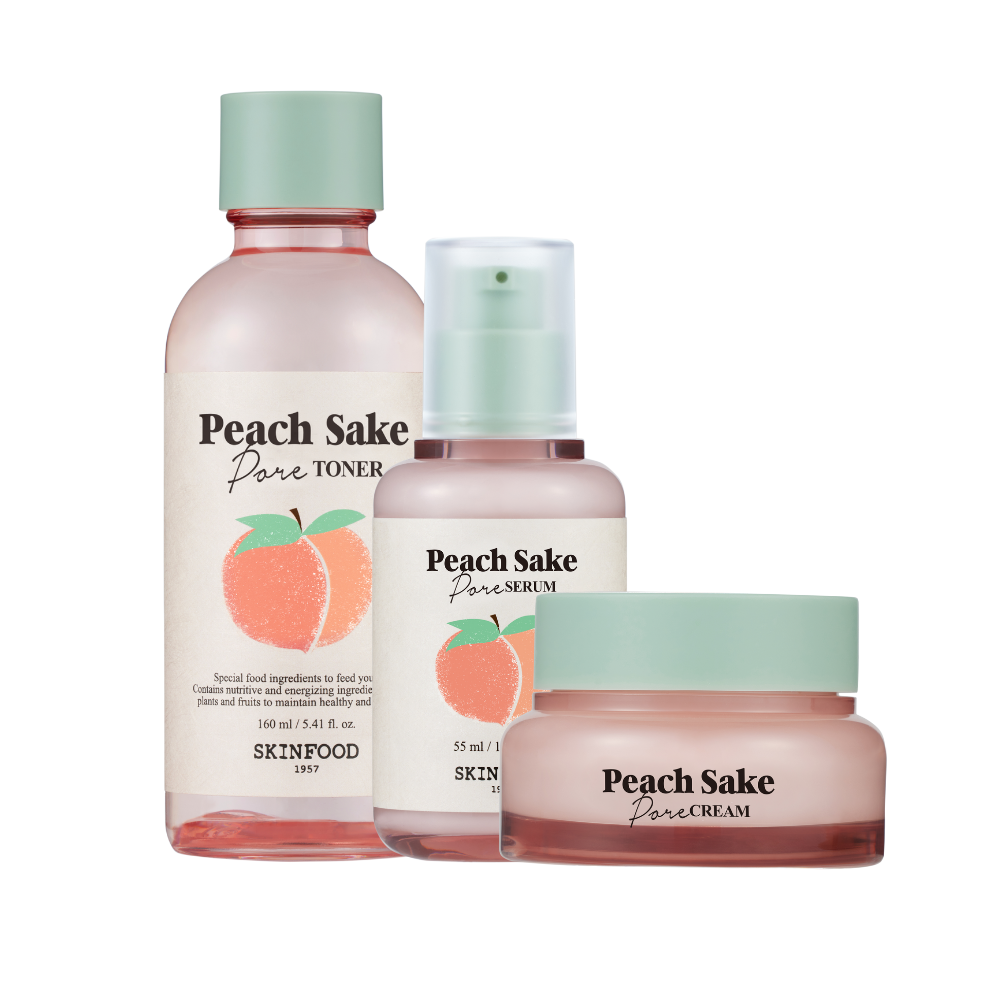 Peach Sake Pore Serum + Toner + Cream Set